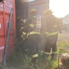 Fire training in Conex container