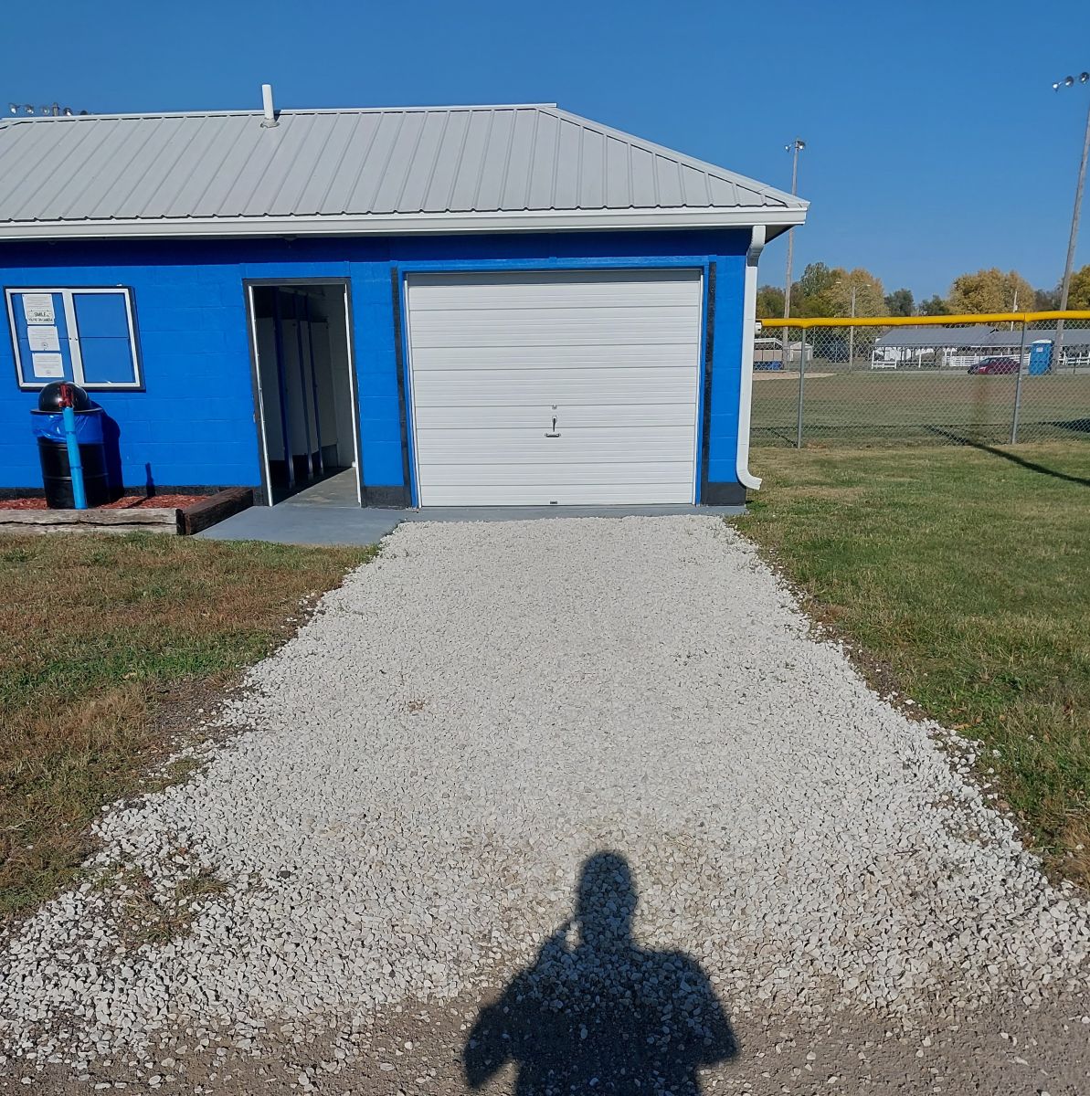 Gravel the drive to the park garage door